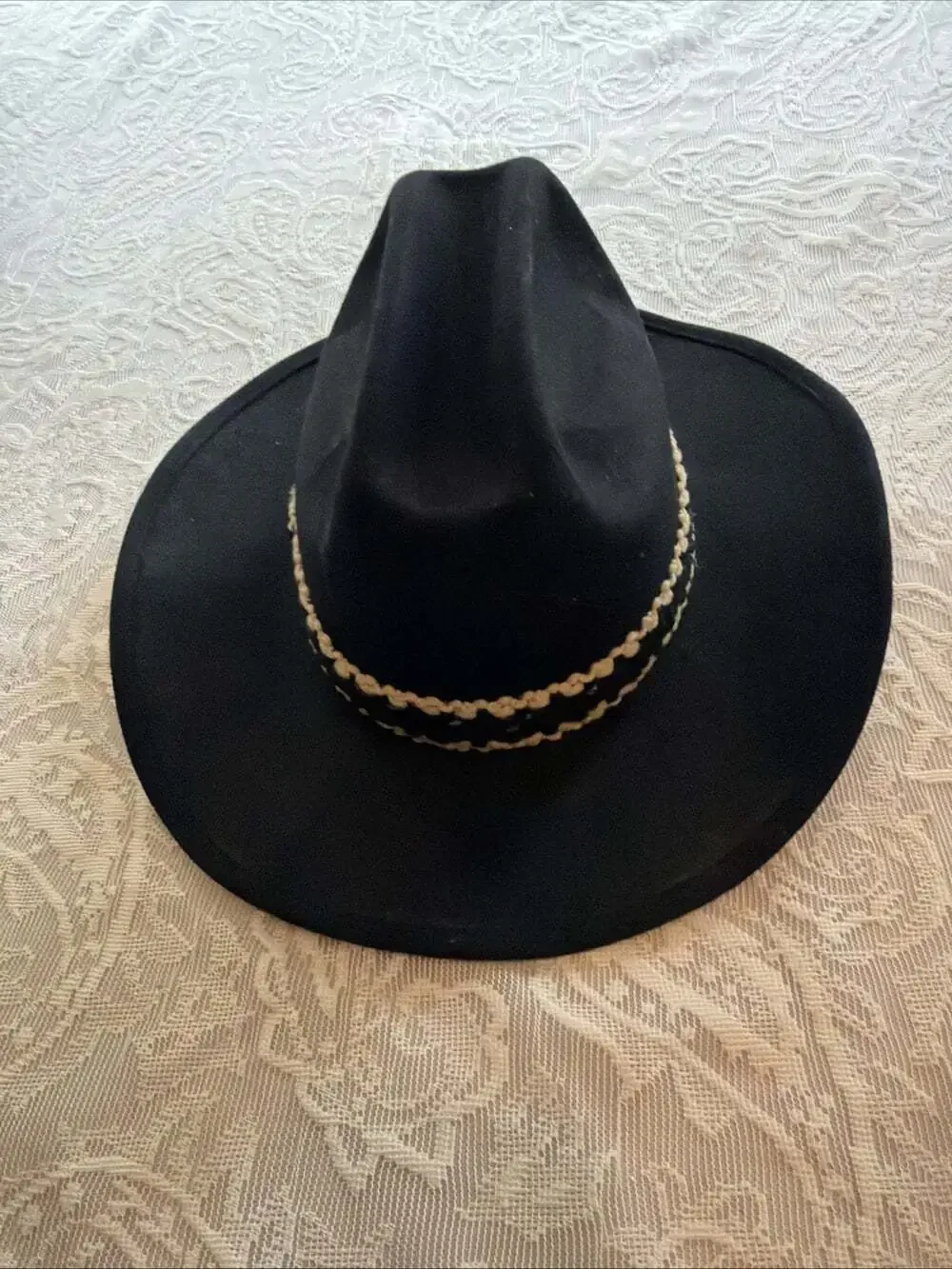 Bollman Natural 100% Wool Fedora Hat Black 71/8 Made in USA Classic Style